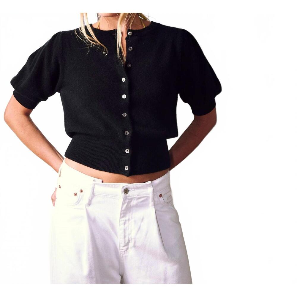 NEW COLORUSH baja bliss puff button top in black